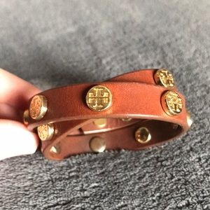 Tory Burch Double Wrap Logo Stud Bracelet